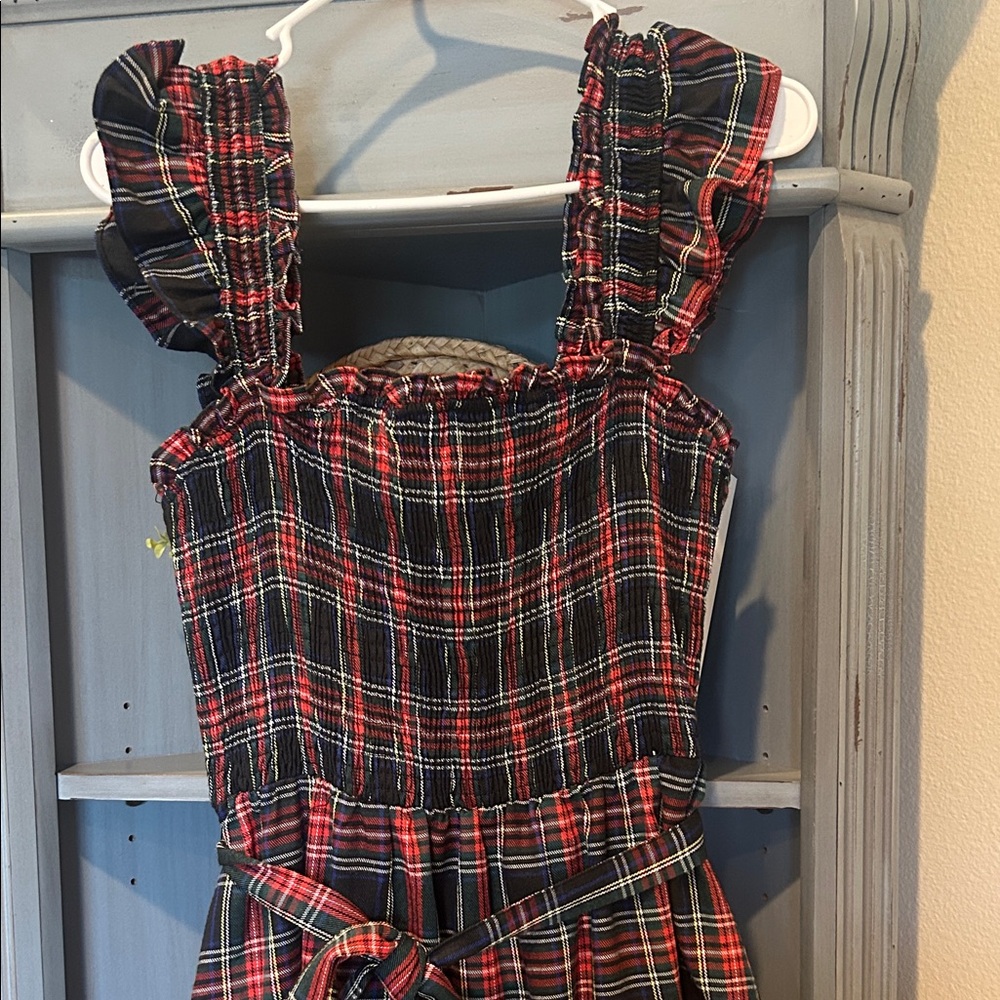 NY&C Plaid Midi Dress with Ruffle Straps and Self Tie Belt - Picture 2 of 4